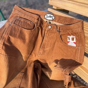 DART DIST Chocolate Double Knee Wide Leg JNCO Style Jeans NEW SIZE XL 36” waist